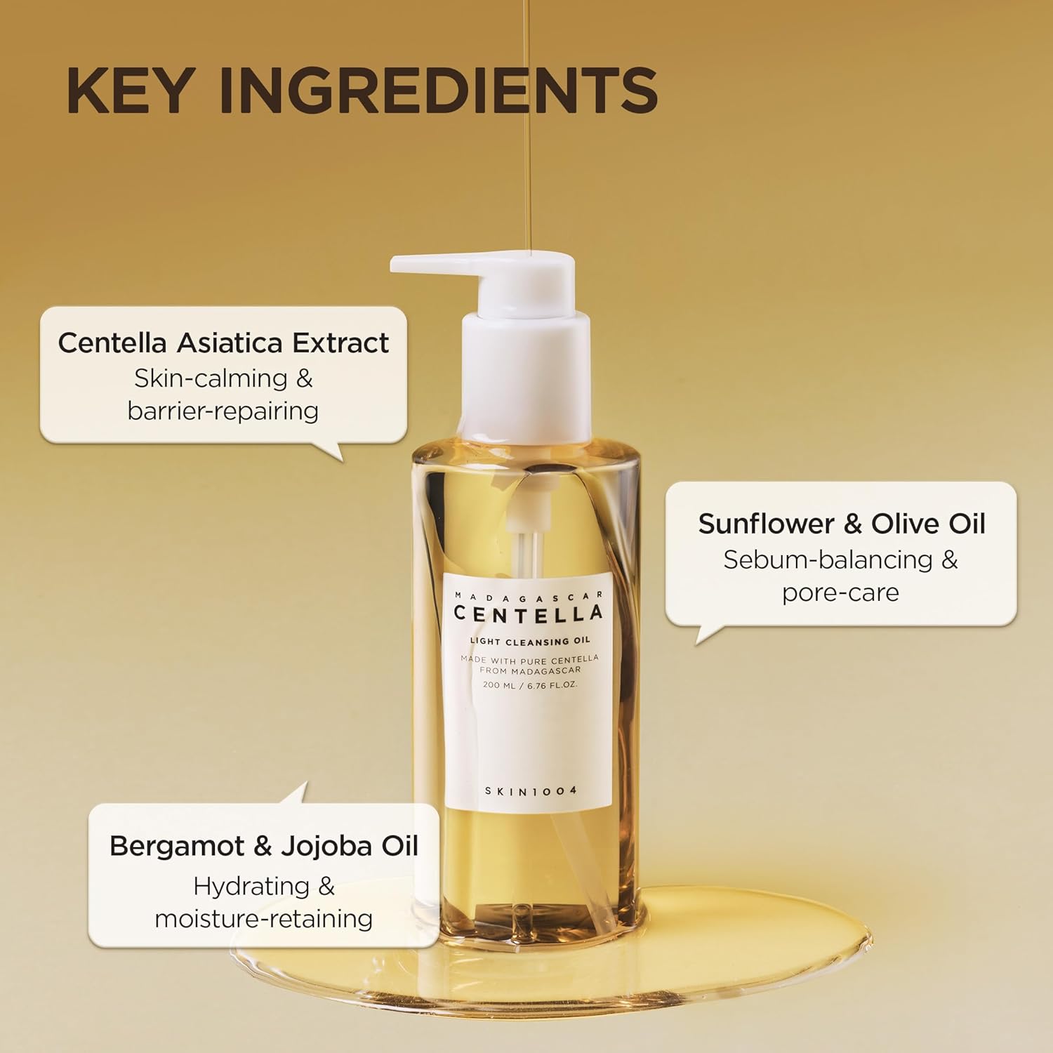 SKIN1004 Madagascar Centella Light Cleansing Oil 6.76 fl.oz, 200ml | Gentle Oil Cleanser for Face, Korean Facial Cleanser, Double Cleansing - Image 4
