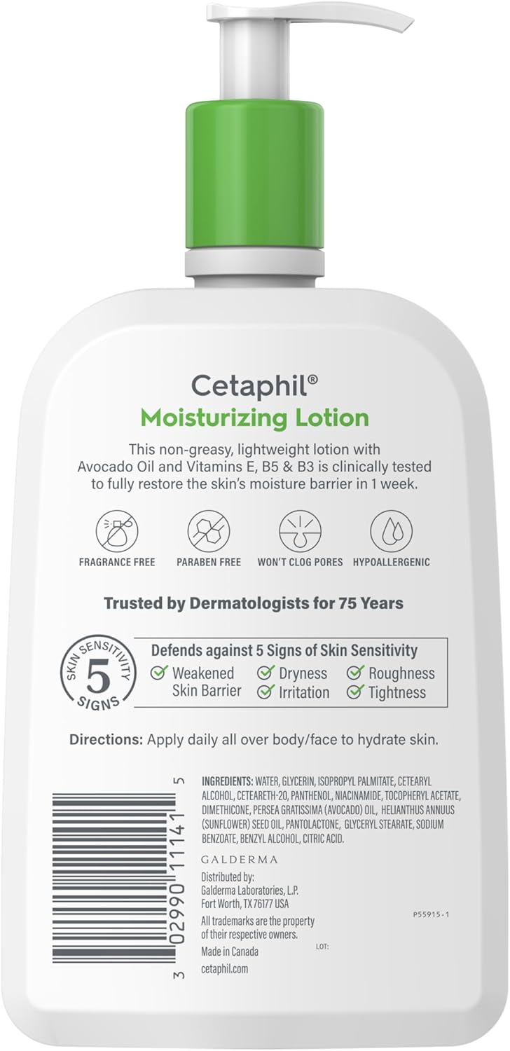 Cetaphil Face & Body Moisturizer, Hydrating Moisturizing Lotion for All Skin Types, Suitable for Sensitive Skin, NEW 20 oz, Fragrance Free, Hypoallergenic, Non-Comedogenic - Image 9
