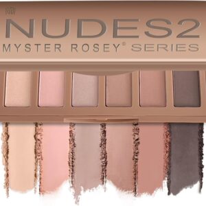 MYSTER ROSEY Nudes 2 Series Mini Eyeshadow Palette, Velvety Matte&Satin Finish, 6 Nude Taupe & Brown Neutral Eye Shadows, Travel Friendly Size, Vegan, Cruelty -free